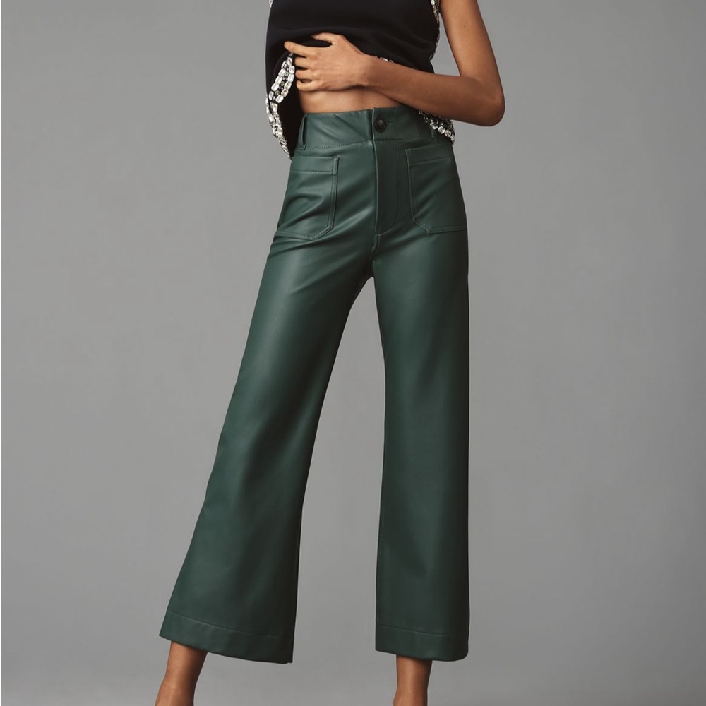 The Colette Faux Leather Crop Wide-Leg
Pants by Maeve - Size 30